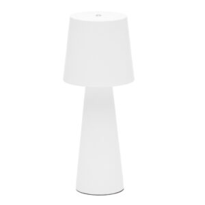 Bílá kovová zahradní stolní LED lampa Kave Home Arenys S