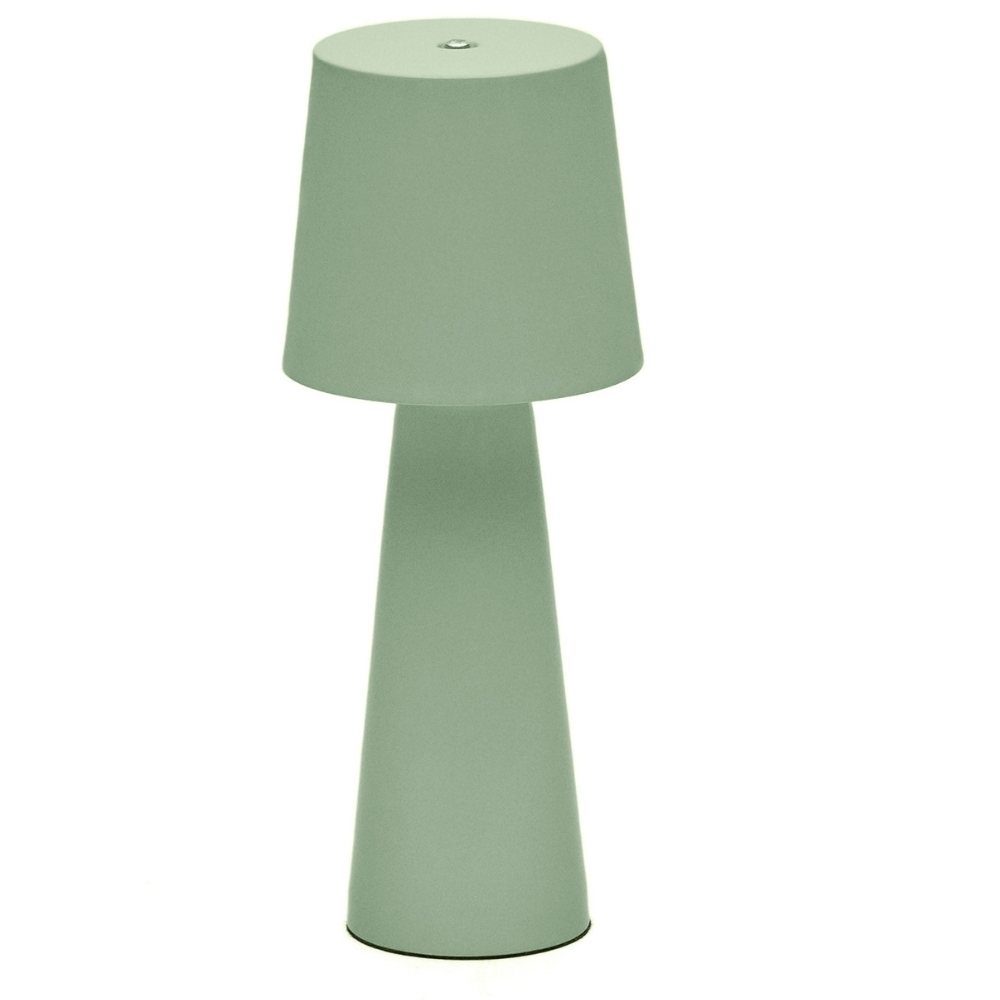 Mátově zelená kovová zahradní stolní LED lampa Kave Home Arenys S