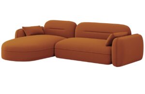 Cosmopolitan Design Terakotově oranžová sametová rohová pohovka Sydney 275 cm