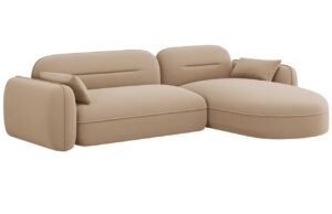 Cosmopolitan Design Pískově hnědá sametová rohová pohovka Sydney 275 cm