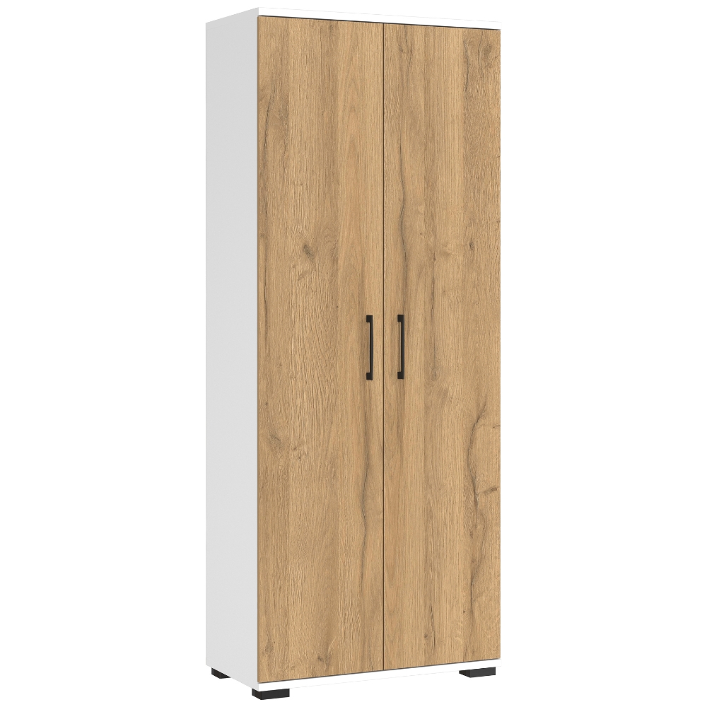 Germania Bílá kancelářská skříň Profi 2.0 200 x 80 cm s dubovým dekorem