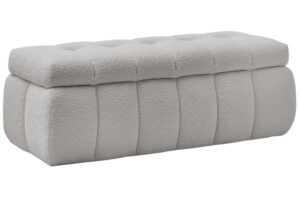 Bobochic Paris Světle šedá bouclé lavice Mont-Blanc 144 cm s úložným prostorem