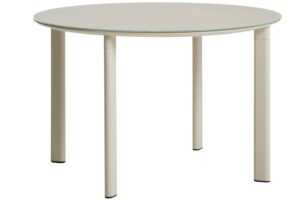 Kave Home Krémový zahradní jídelní stůl Erice Ø 120 cm se skleněnou deskou