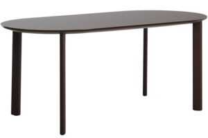 Kave Home Hnědý zahradní jídelní stůl Erice 180 x 90 cm se skleněnou deskou