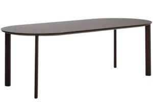 Kave Home Hnědý zahradní jídelní stůl Erice 230 x 100 cm se skleněnou deskou