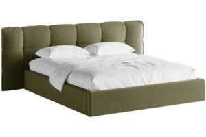 Micadoni Zelená sametová dvoulůžková postel Eric 160 x 200 cm s úložným prostorem