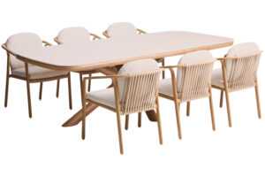 Kave Home Zahradní set stolu Mirtia a šesti židlí Sirte