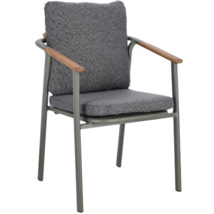 Bizzotto Šedá čalouněná zahradní židle Leonida se zelenou podnoží