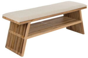 Housecraft Living Dřevěná lavice Djia 134 cm s béžovým sedákem