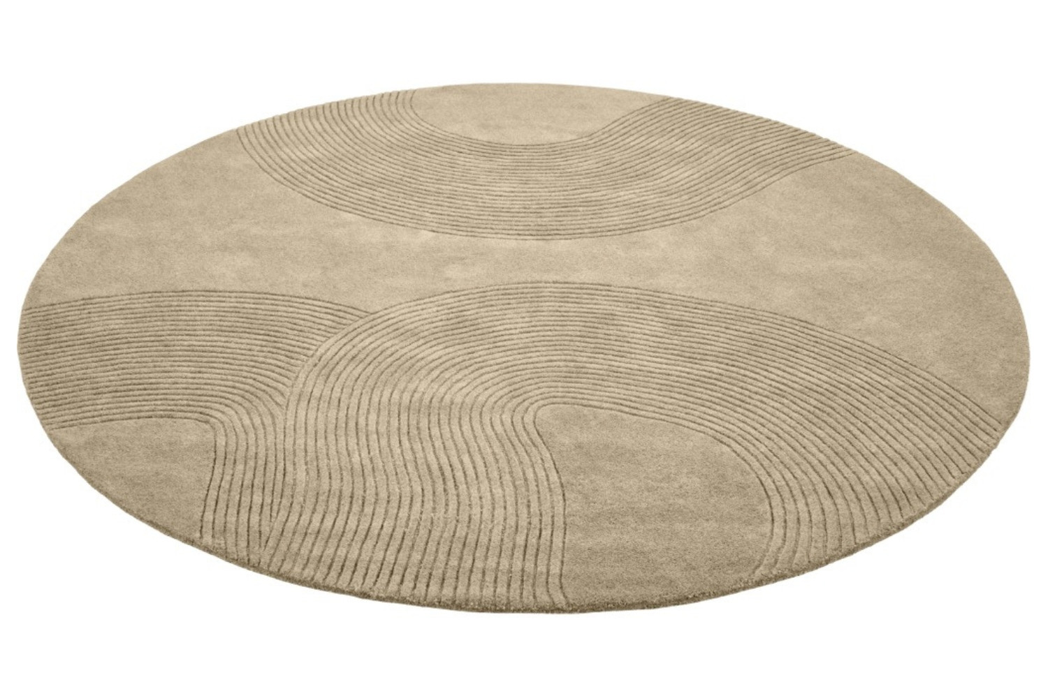 Bolia Béžový vlněný kulatý koberec Zen 250 cm