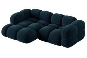 Cosmopolitan Design Tmavě modrá sametová rohová pohovka Loretto 250 cm