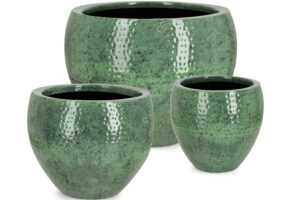 Bizzotto Zelený set tří kovových zahradních květináčů Nirad Ø39/53/70 cm